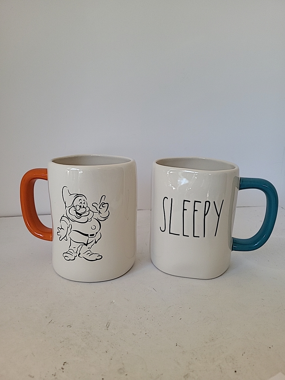 Disney Princess Rae Dunn Snow White Dwarfs Ceramic Mug Set Of 2 Sleepy Doc